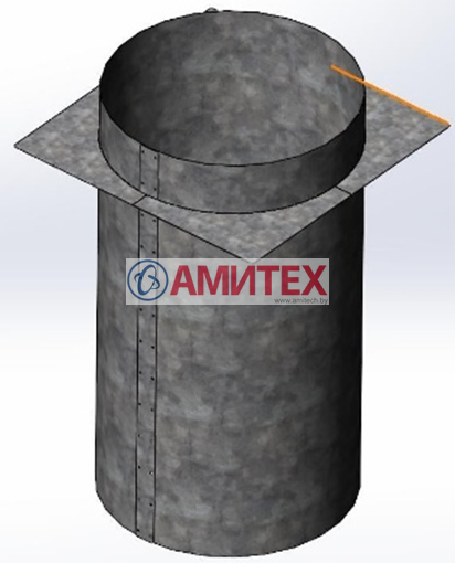 Шахта приточной вентиляции (без вентилятора) из оцинкованного листа толщиной 1,2 мм, Ø 680мм, высотой 1,25 м