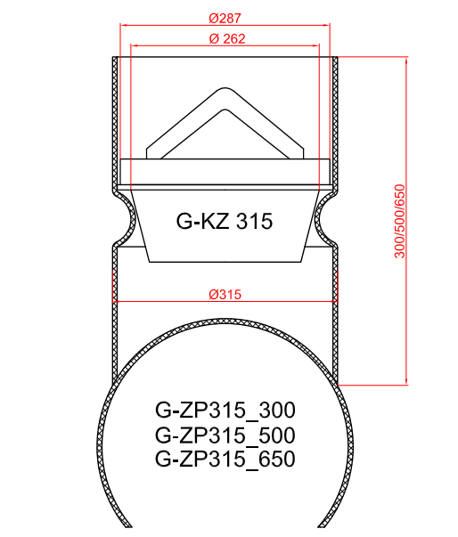 Пробка для трубы 315 мм для насадок с талией