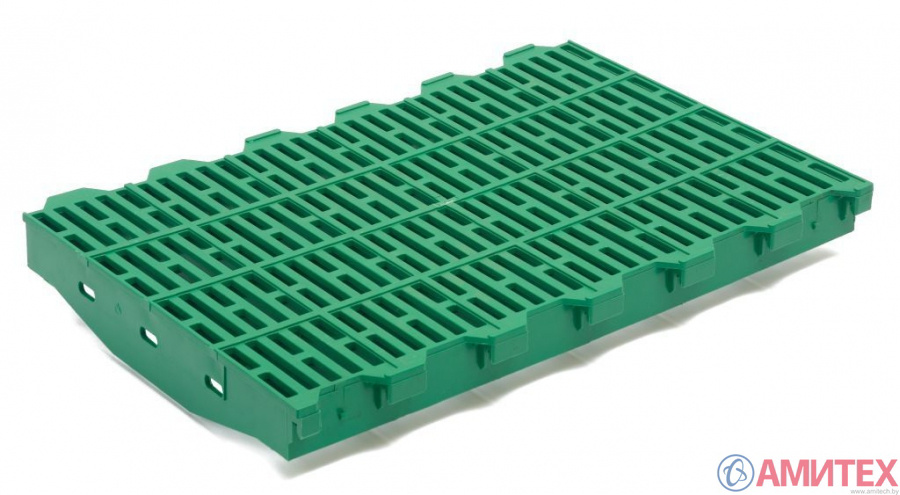 Пластиковая решетка универсальная 600х400 мм (50% отверстий) с креплениями на лагу (цвет зеленых) 