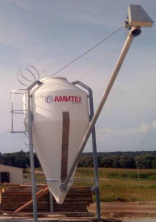 Бункер из стеклопластика объемом 4 м3, 2,4 т, Ø1600 мм, пр-ва Амитех, с возможностью пневмозагрузки, открытия с земли, лестницей с обручами