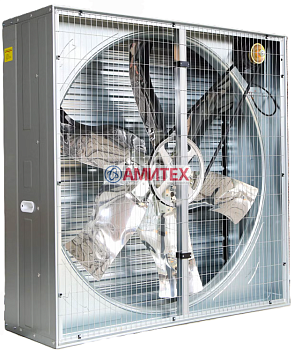 Вентилятор осевой в квадратном корпусе из нерж. стали AISI 430 900*900*400мм, 380 В, 3 фазы, 50 Гц, 0,55 кВт, 1400 об/мин